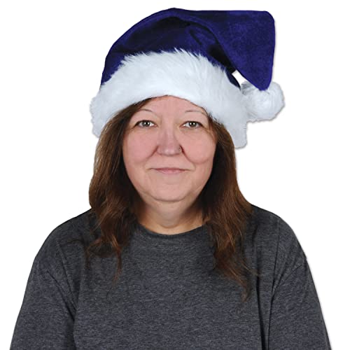 Blue Santa Hat with White Trim - Christmas Cap