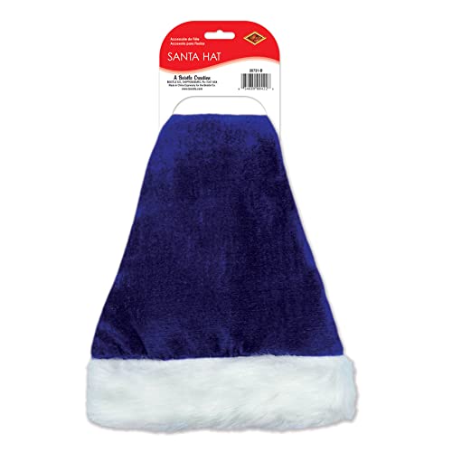 Blue Santa Hat with White Trim - Christmas Cap