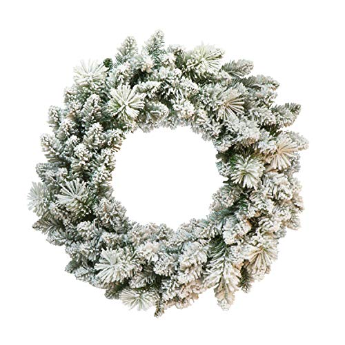 24" Flocked Spruce Wreath: Perfect Christmas Décor