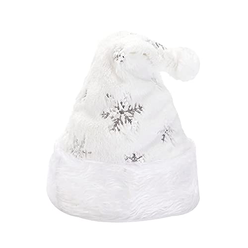 Silver Snowflake Santa Hat - Unisex Christmas Plush