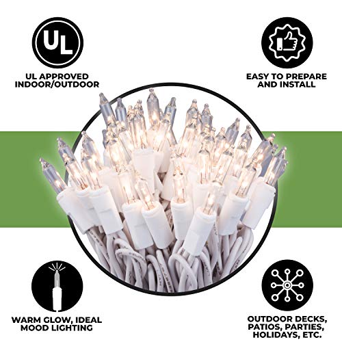 White Wire Christmas Lights - Clear Bulb, 50ct