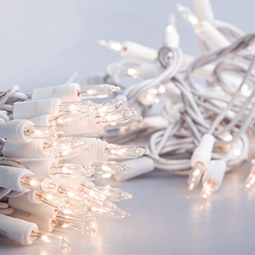 White Wire Christmas Lights - Clear Bulb, 50ct