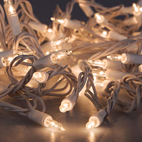 White Wire Christmas Lights - Clear Bulb, 50ct