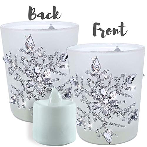 Frosted Glass Snowflake Candleholders - Set of 3