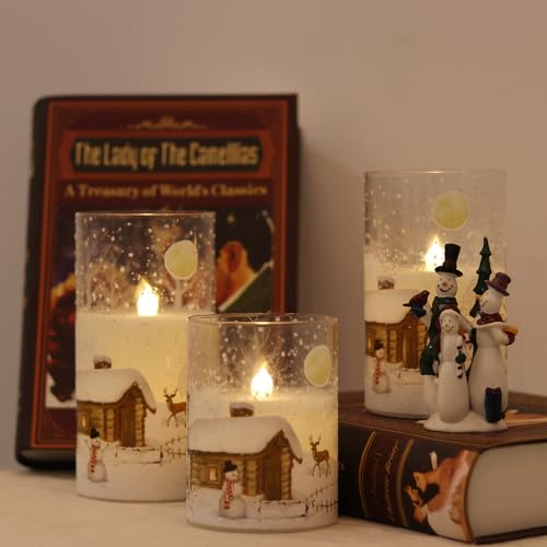 DRomance LED Holiday Window Pillar Candles Set (Snowman)