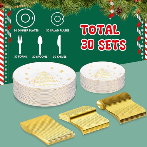 Snowflake Christmas Plastic Dinnerware Set - 150 Pcs