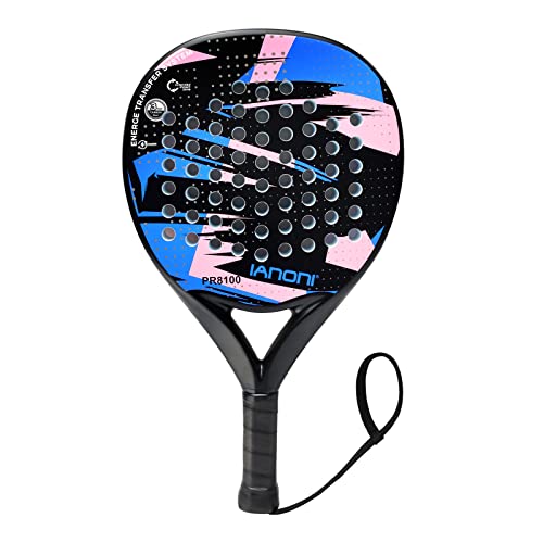 Blue Lightweight Padel Tennis Racquet with Carbon Fiber Surface