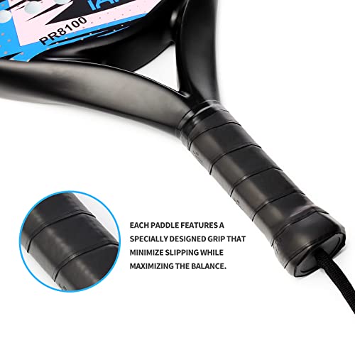 Blue Lightweight Padel Tennis Racquet with Carbon Fiber Surface