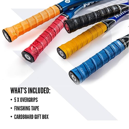 5 Pack Multicoloured Padel Racket Overgrip Tape - Durable