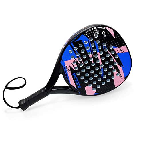 Blue Lightweight Padel Tennis Racquet with Carbon Fiber Surface