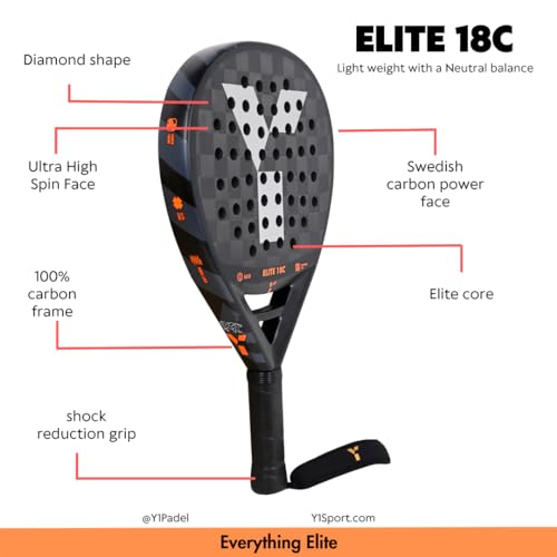 Y1 Padel Elite 18C Carbon Face Diamond Racquet
