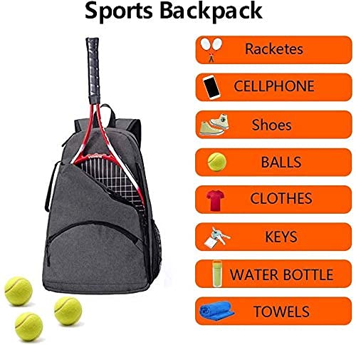 Grey Large Capacity Padel Tennis Racket Bag 36L