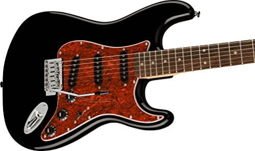 Fender Squier Affinity Stratocaster - Limited Edition Black, Bundle with Frontman 10G Amplifier, Gig Bag, Cable, Tuner, Strap, Picks, and Austin Bazaar Instructional DVD