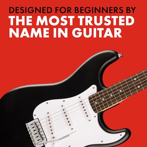 Fender Squier Debut Series Stratocaster Electric Guitar Kit, Beginner Guitar Kit, with 2-Year Warranty, with Padded Gig Bag, Frontman 10G Amp, Guitar Strap, and More, Includes Free Lessons, Black