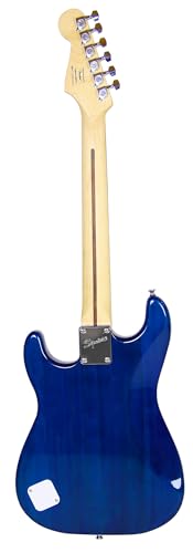 Fender Squier 24-Inch Short Scale Strat Pack - Transparent Blue Bundle with Frontman 10G Amplifier, Instrument Cable, Strap, Picks, Online Lessons, and Austin Bazaar Instructional DVD