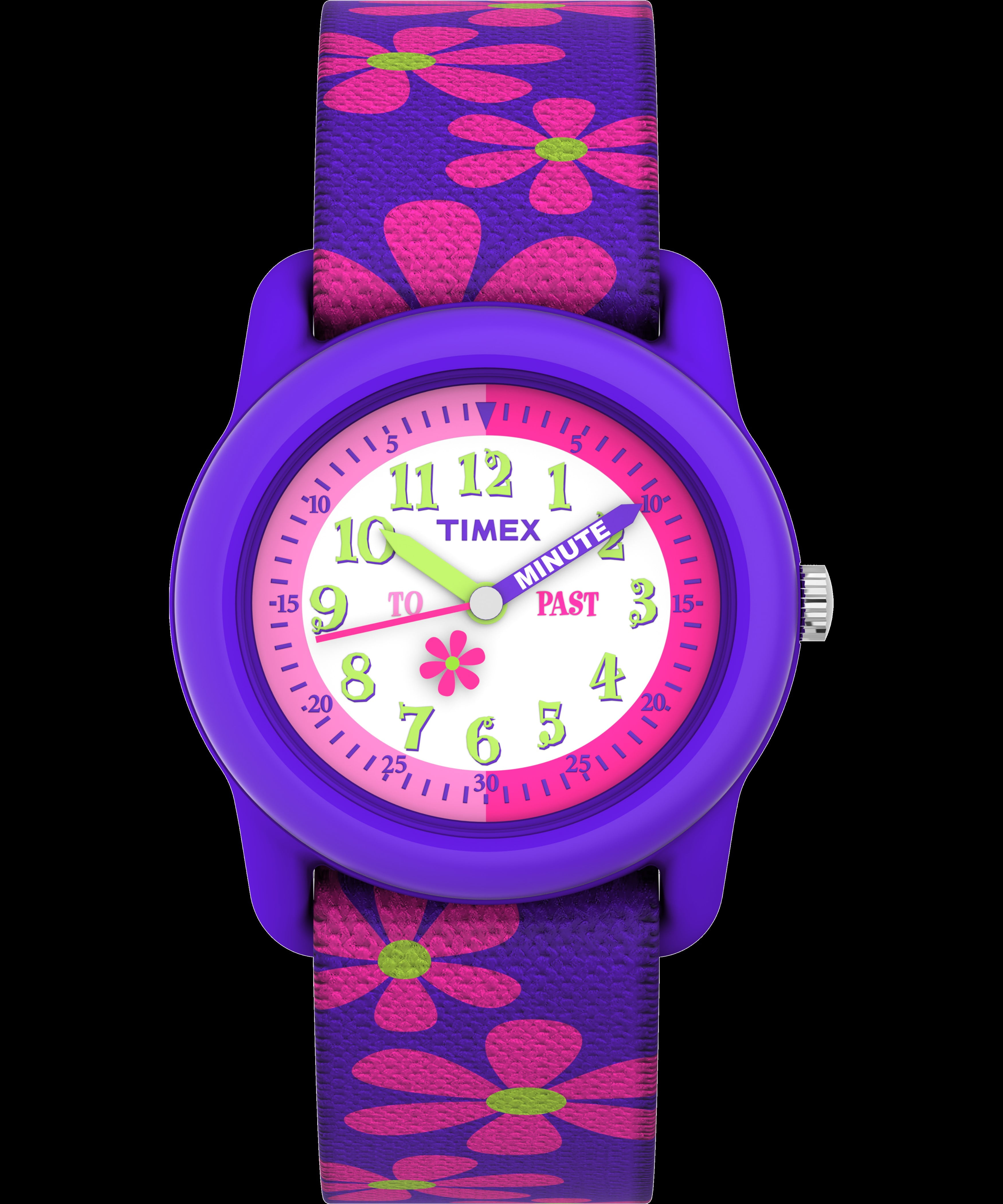 Kids' Purple/Floral Analog Watch with Elastic Strap