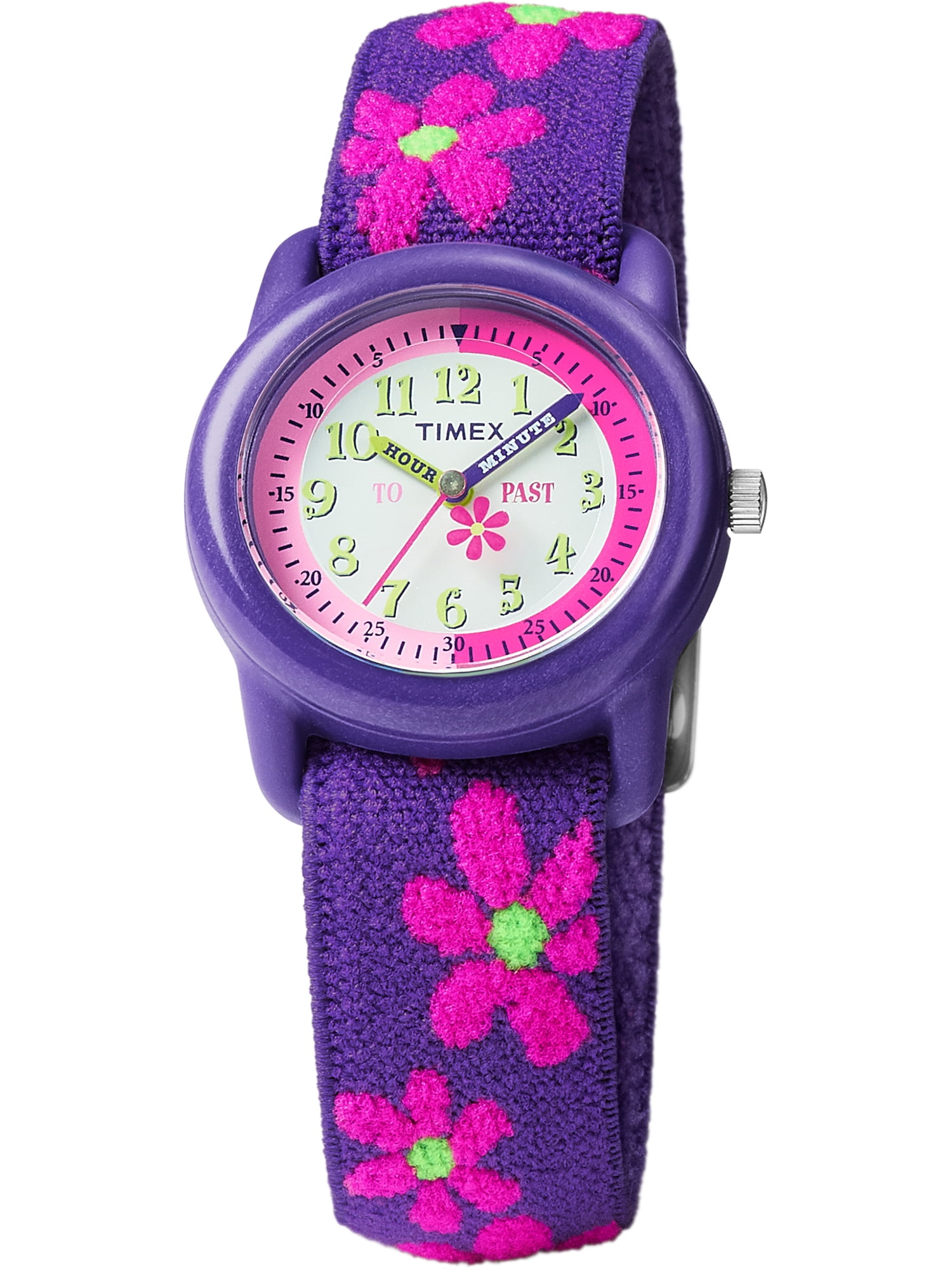 Kids' Purple/Floral Analog Watch with Elastic Strap