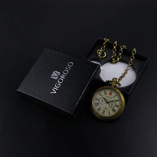 VIGOROSO Men's Vintage Mechanical Pocket Watch