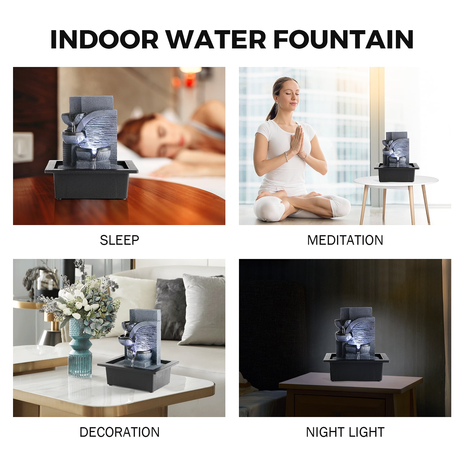 BEAMNOVA Tabletop Water Fountain with Soft LED Light