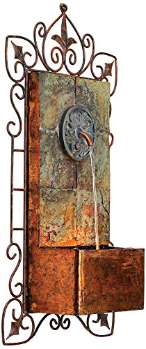 Ibizi Rustic Medallion Wall Fountain with LED Light