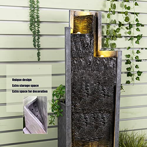 Contemporary Curves Water Fountain with Lights and Pump