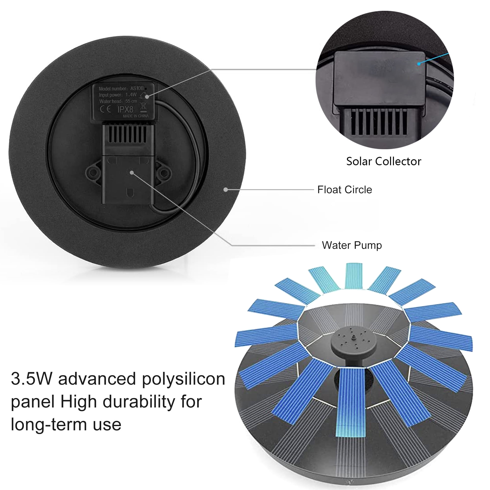 Solar Fountain Pump for Bird Bath and Garden
