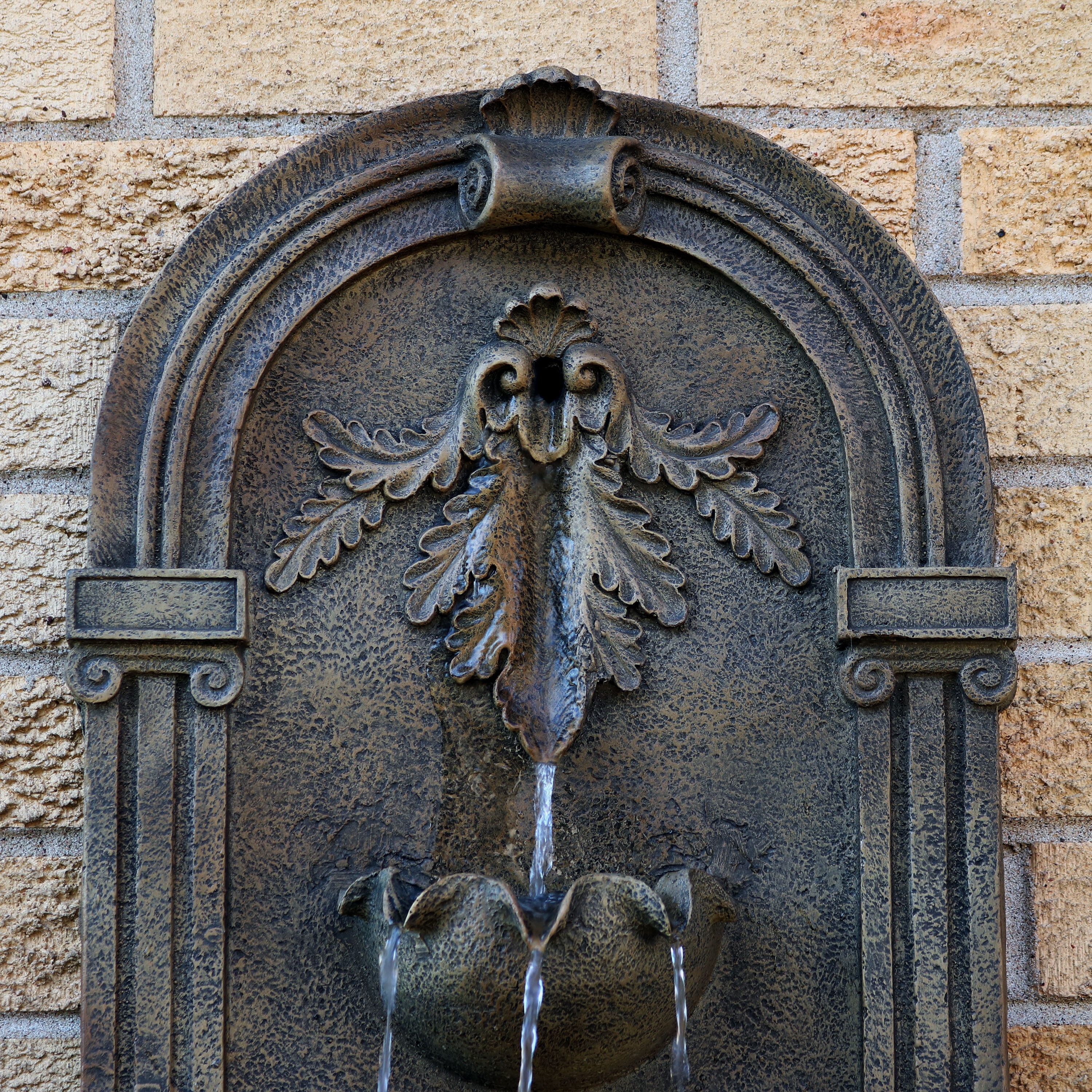 27" Electric Polystone Florence Outdoor Wall-Mount Water Fountain