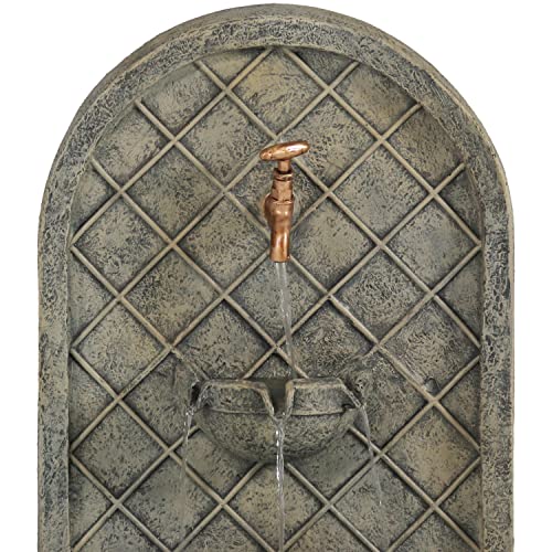 Sunnydaze Messina Wall Fountain - French Limestone Finish