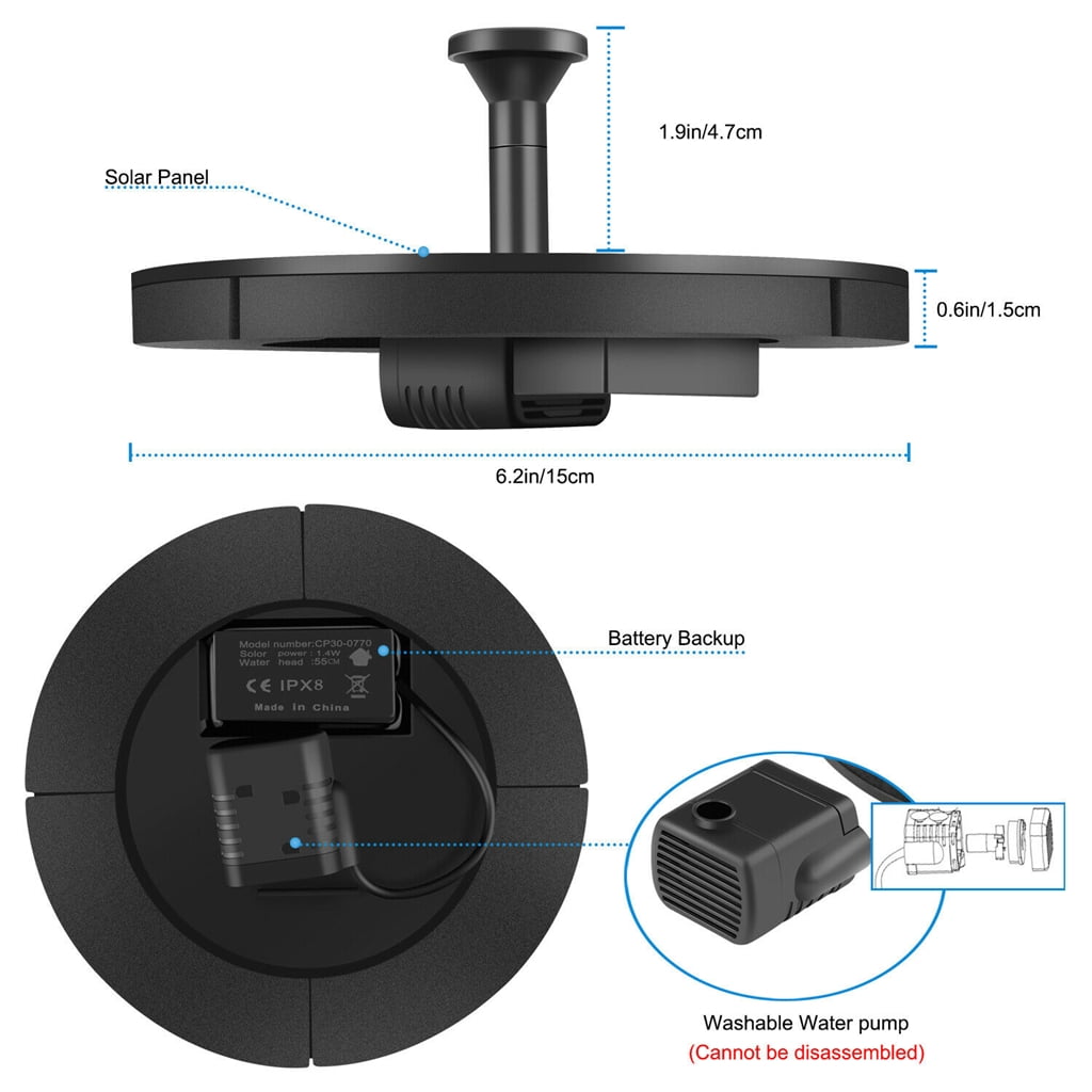 Floating Bird Bath Solar Fountain for Garden Pond