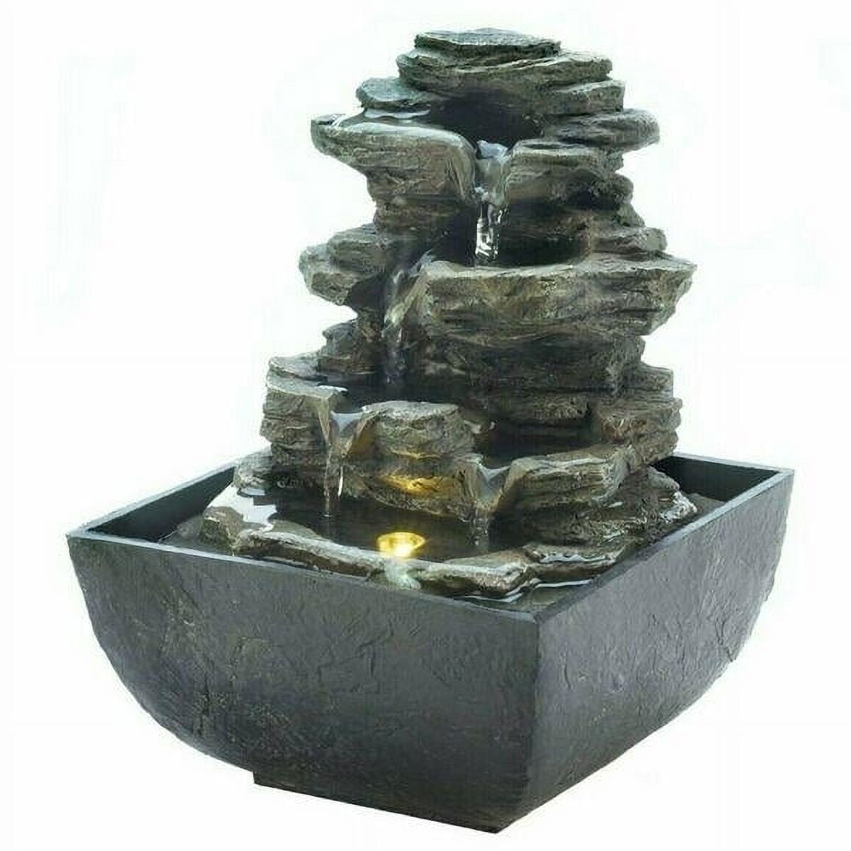 Multi-Level Rocks Lighted Tabletop Fountain