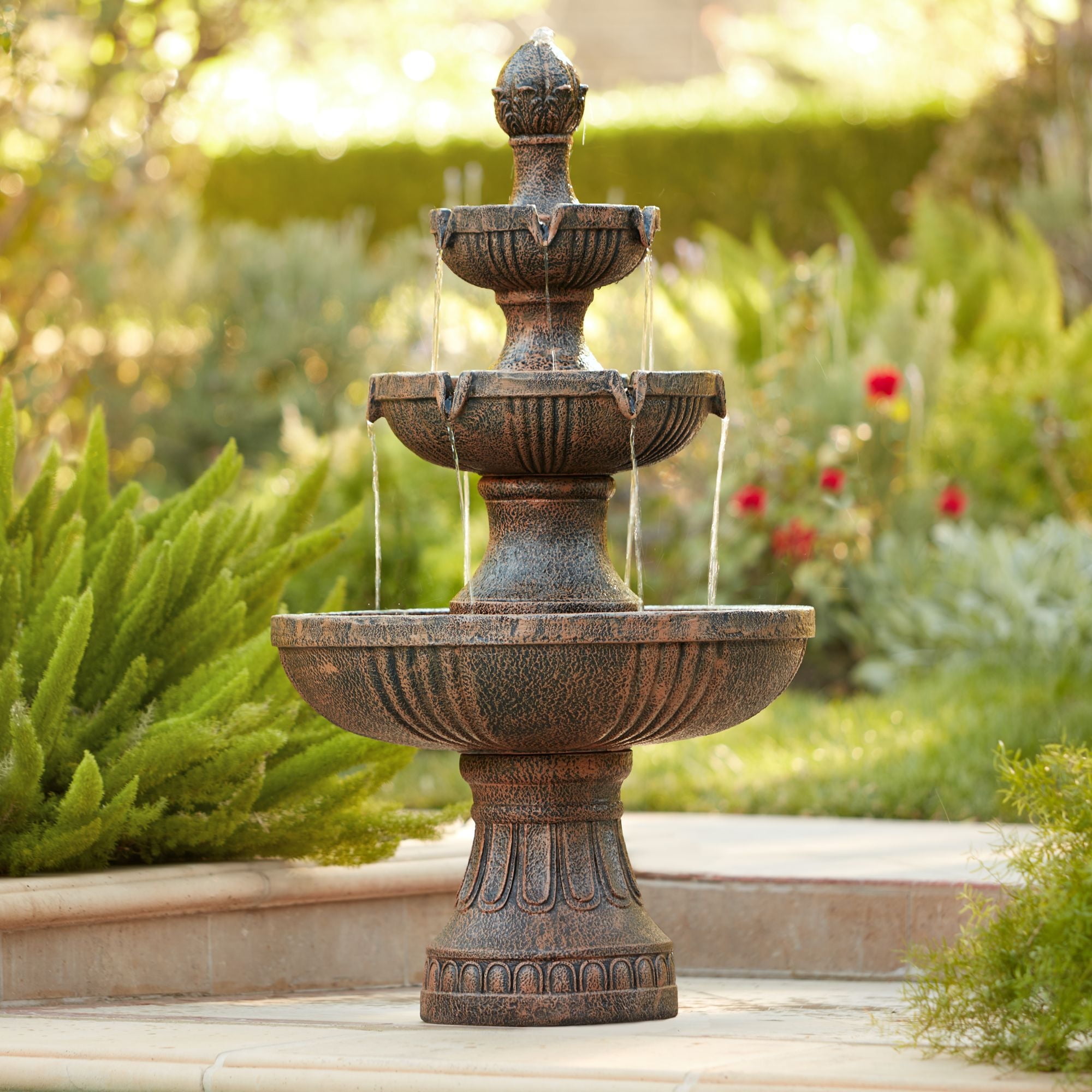 Ravenna Rustic 3 Tier Stone Outdoor Water Fountain