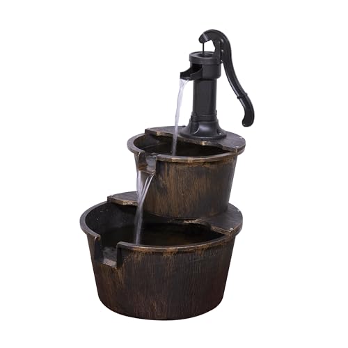 Alpine 2-Tiered Barrel Water Fountain, 27", Bronze