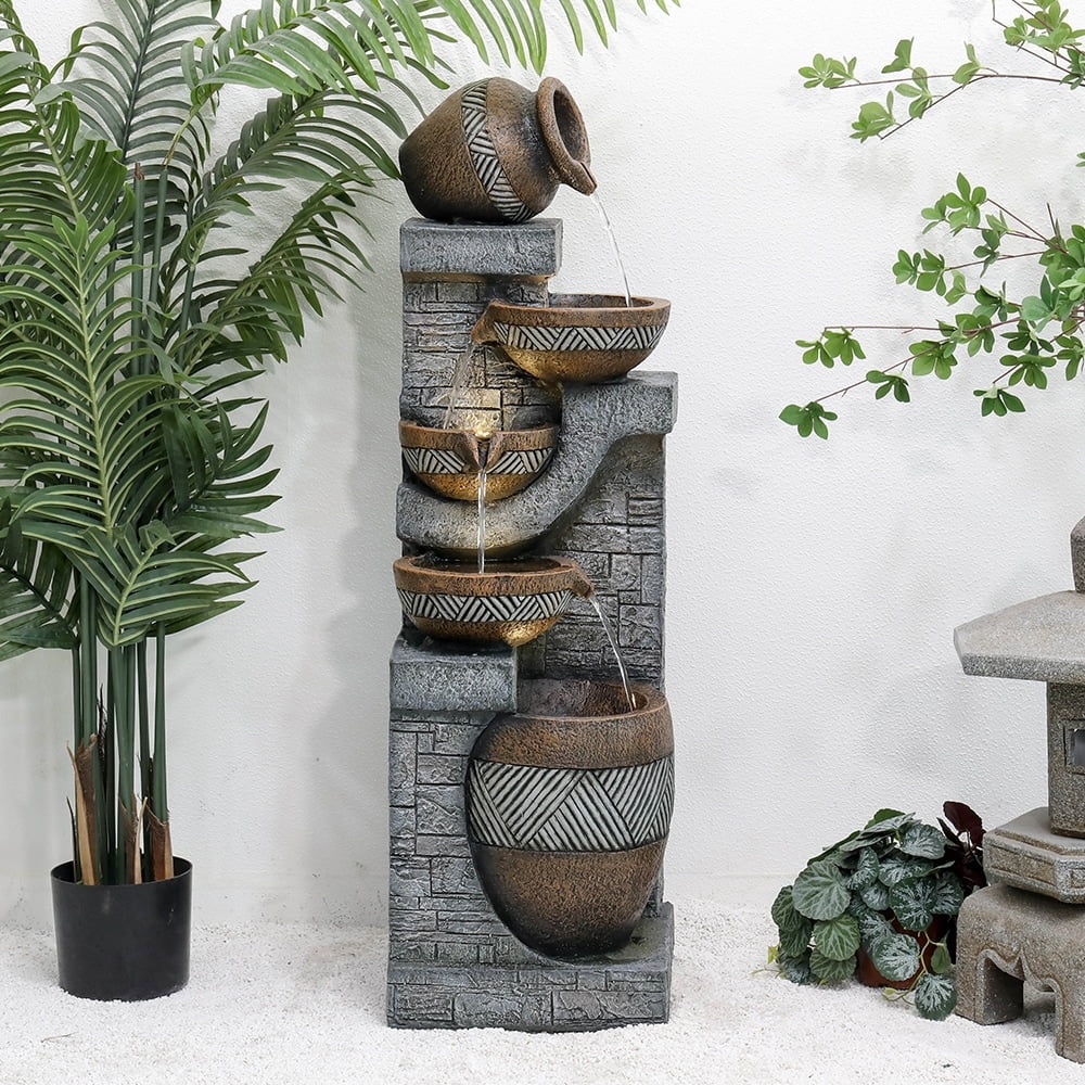 5-Tier Cascading Waterfall Fountain for Outdoor Gardens