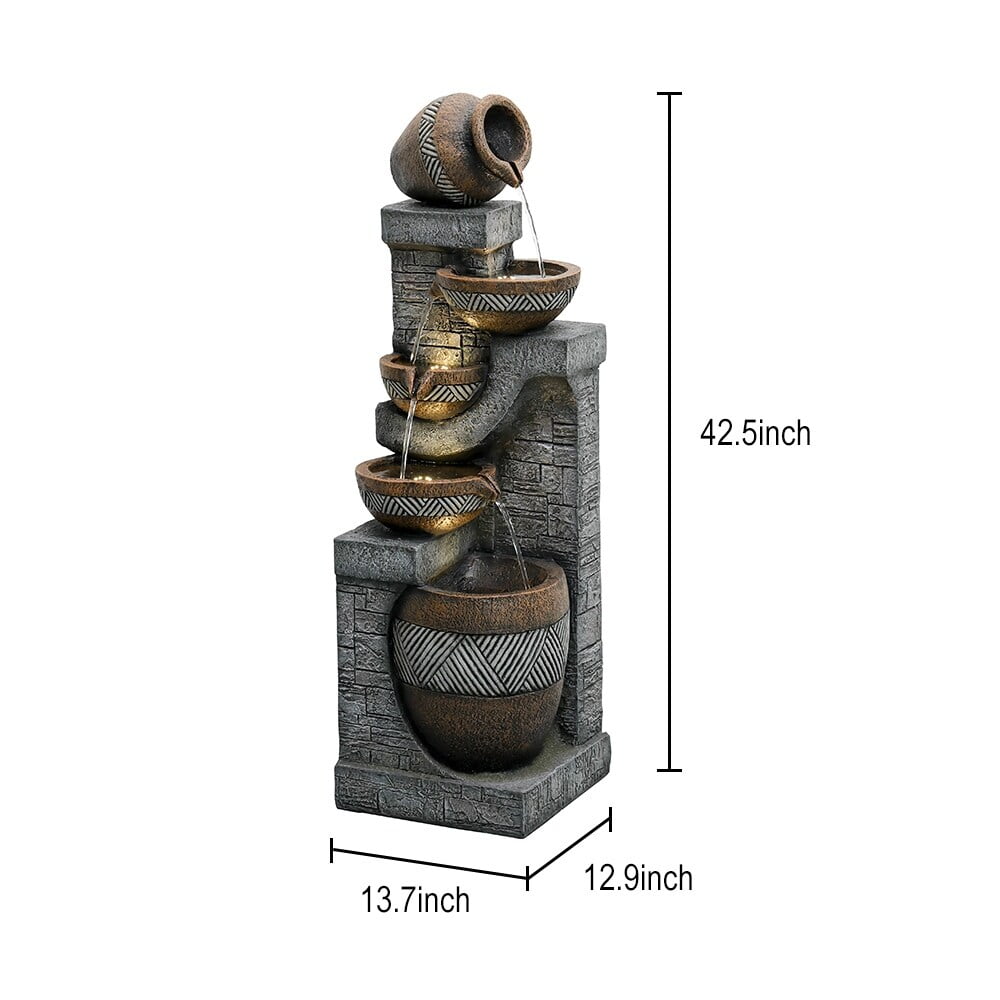 5-Tier Cascading Waterfall Fountain for Outdoor Gardens