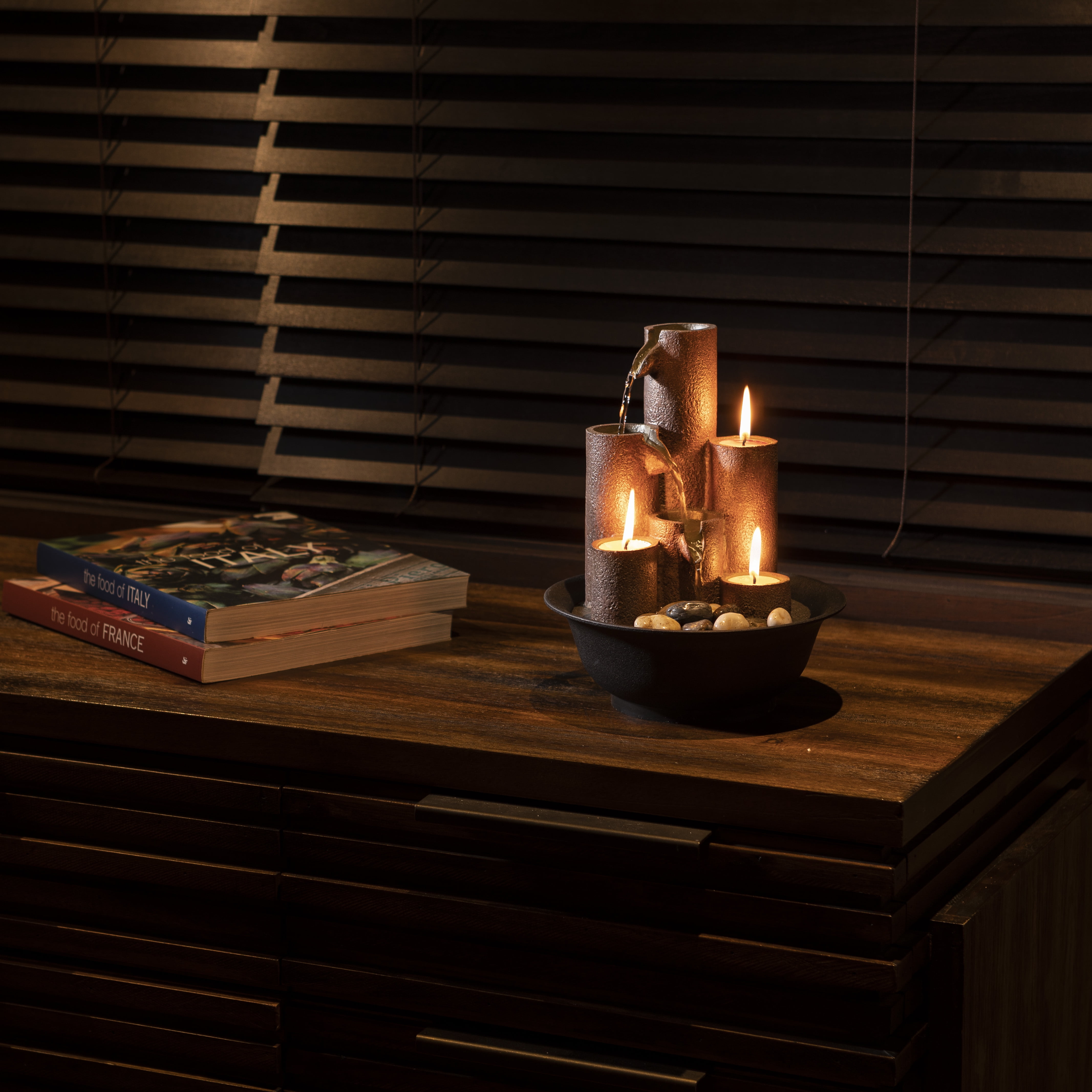 Alpine 11" 3-Tier Polyresin Electric Tabletop Fountain