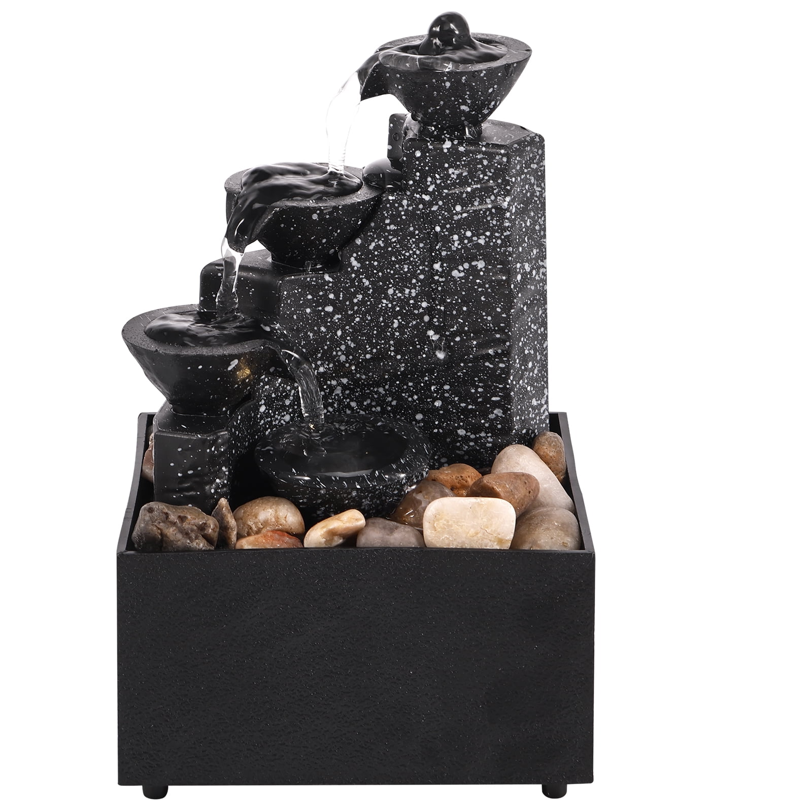 Tabletop Waterfall Fountain with Soft Lights and Ornaments