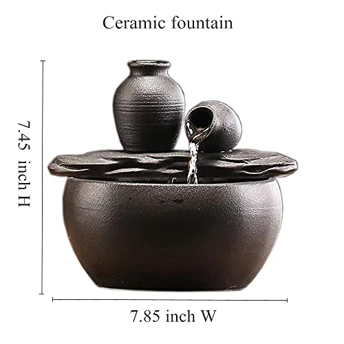 Black Ceramic Tabletop Fountain for Indoor/Outdoor Decoration