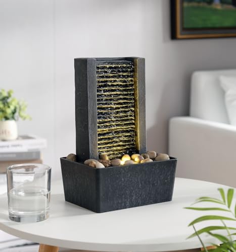 HaoBos 10.4" Indoor Fountain with LED Light/Cobbles