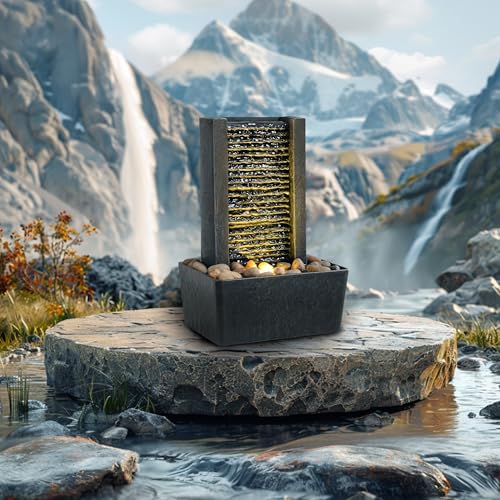 HaoBos 10.4" Indoor Fountain with LED Light/Cobbles