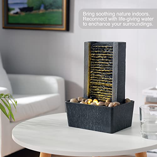 HaoBos 10.4" Indoor Fountain with LED Light/Cobbles