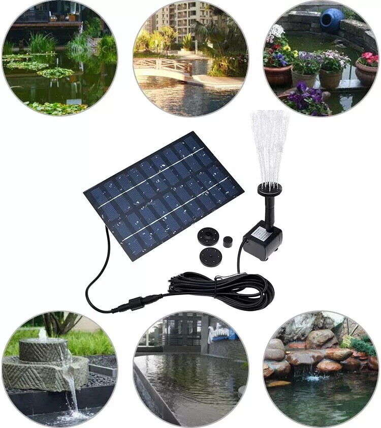 Solar Powered Submersible Floating Fountain for Bird Bath