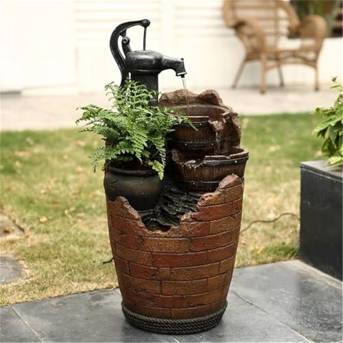 Glenville Water Pump Cascading Fountain in Brown/Black