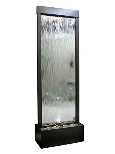 Alpine Mirror Waterfall with Decorative Stones and Light