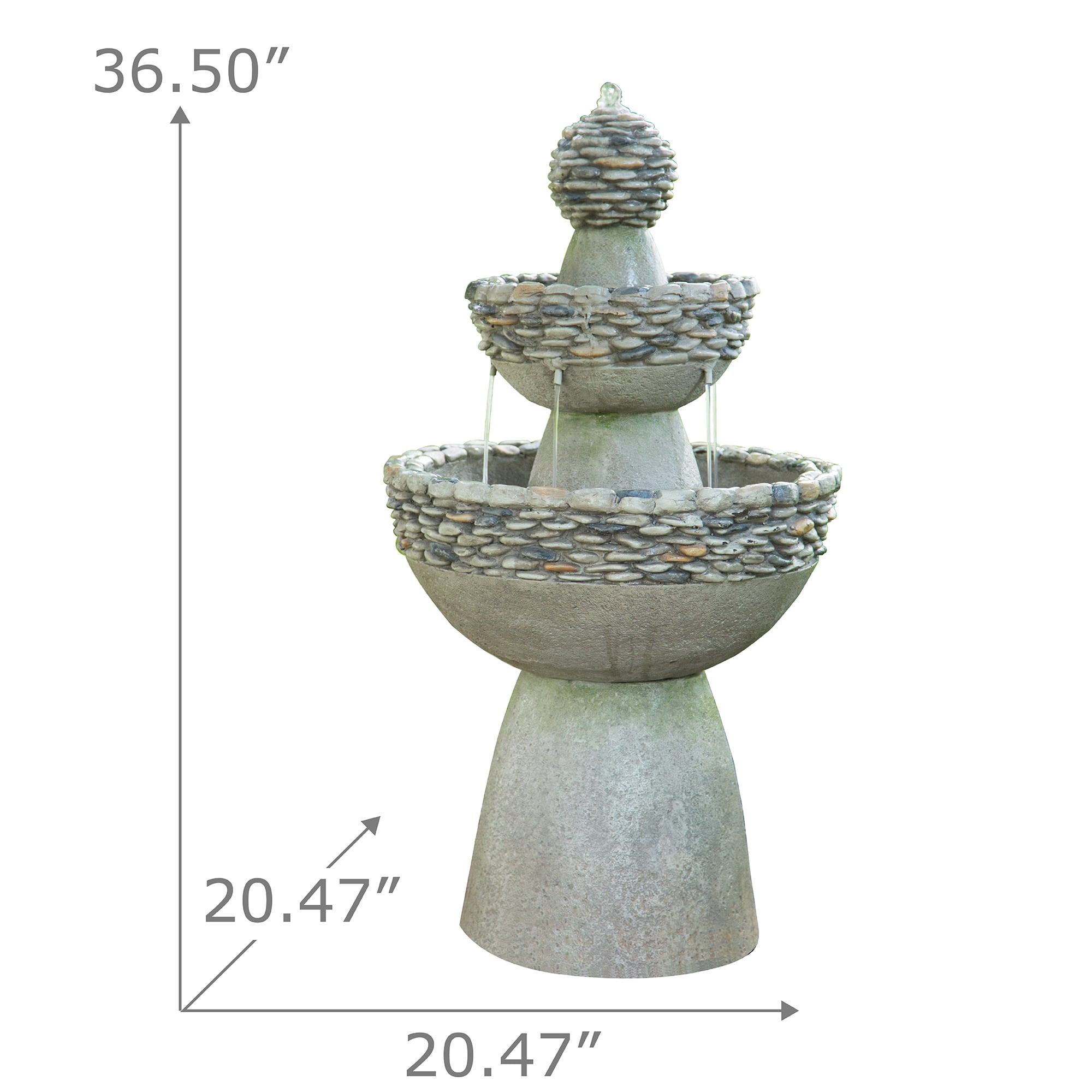 Teamson Home Stone-Look 3-Tier Outdoor Floor Fountain