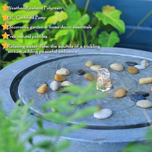 Tankana Garden Water Fountain with Lights, Pump, Pebbles