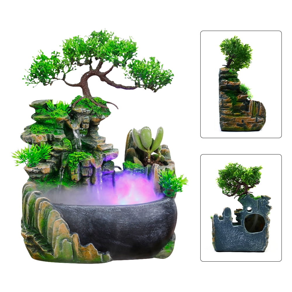 Tabletop Rockery Water Fountain with Light Atomizing Gift