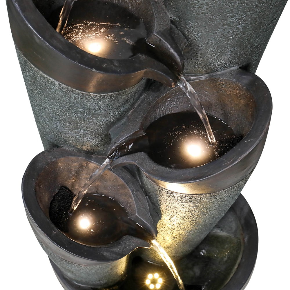 5-Tier Water Fountain with LED Lights - Patio/Garden
