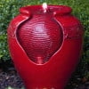Teamson Home Glazed Pot Outdoor Fountain with LED