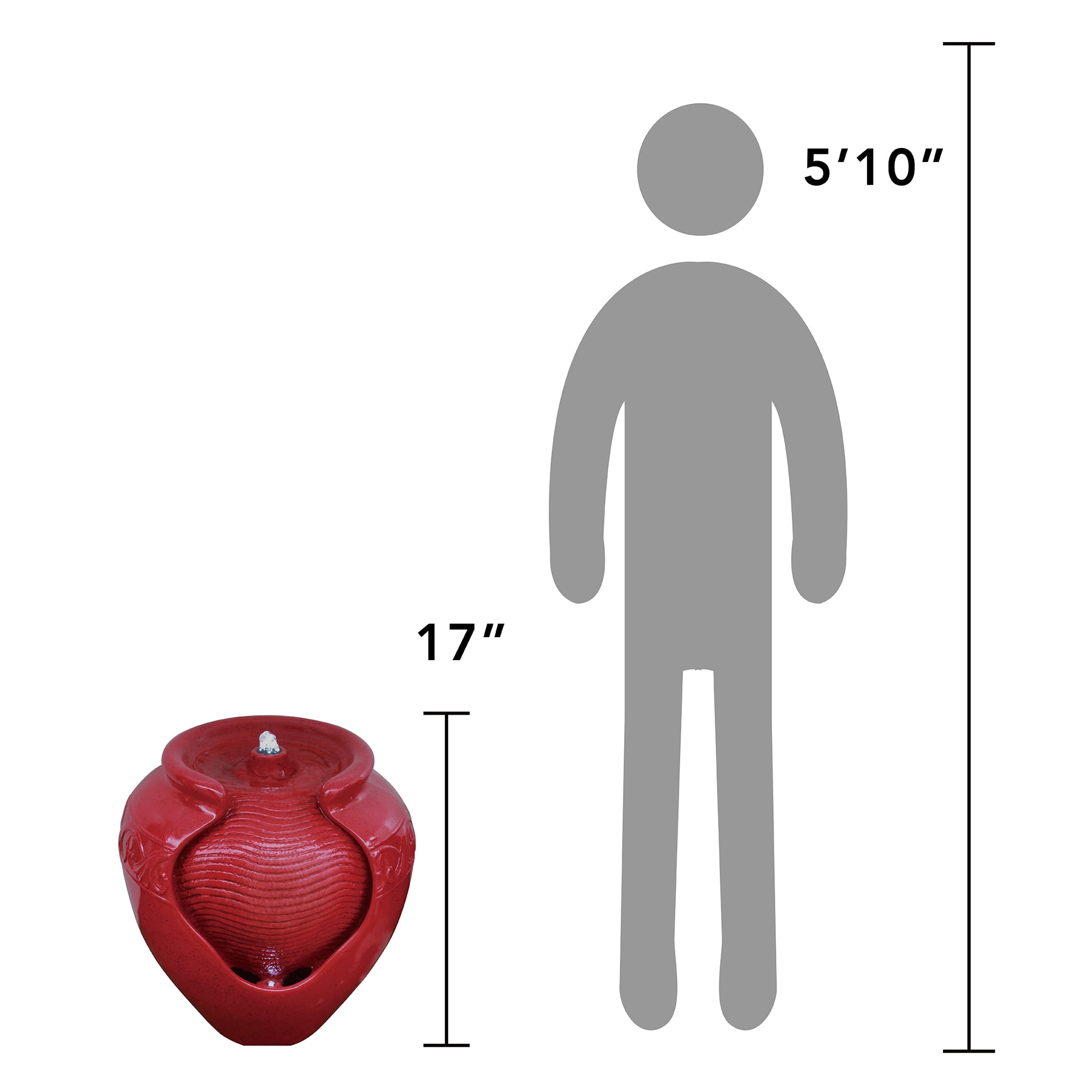 Teamson Home Glazed Pot Outdoor Fountain with LED