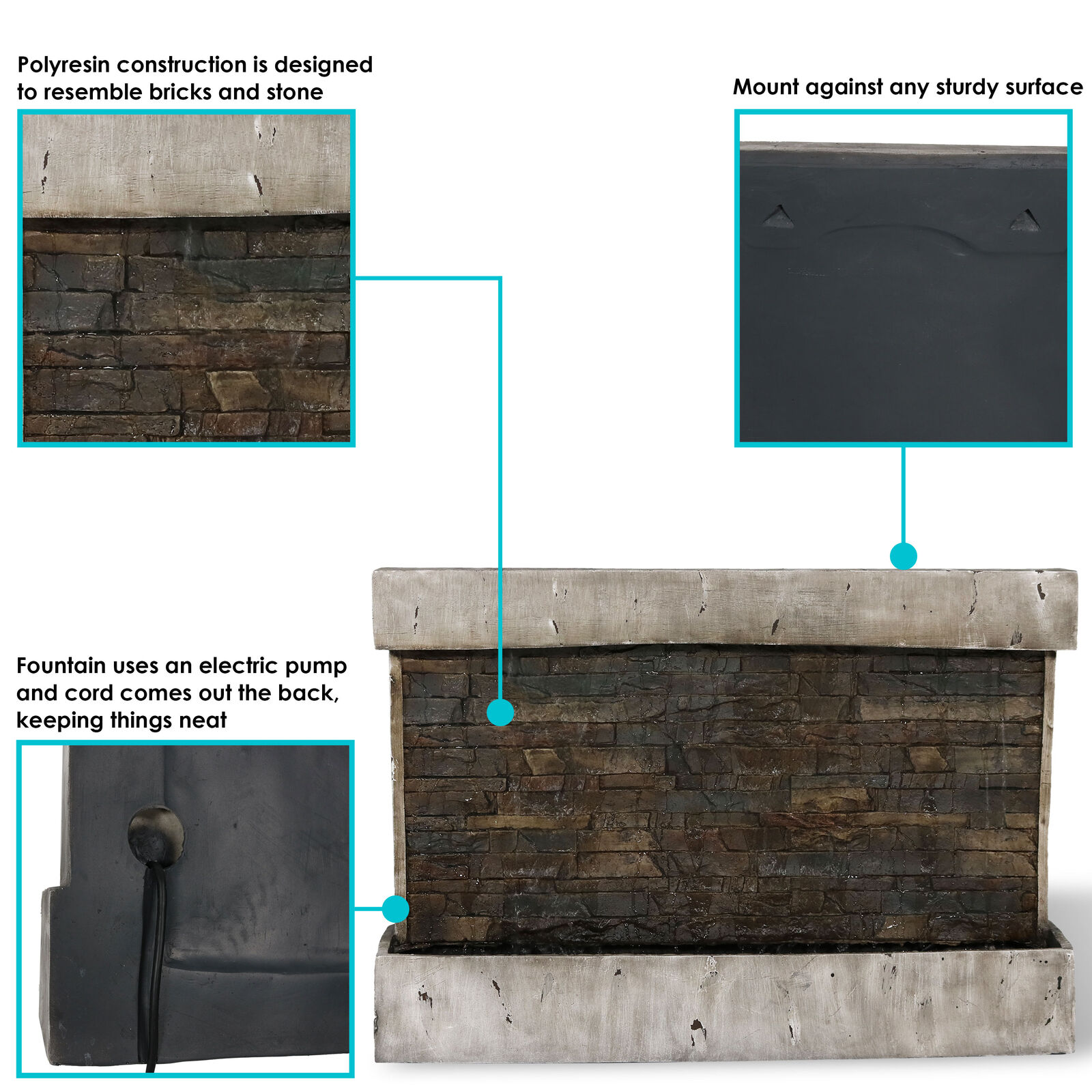 Sunnydaze Ancient Polyresin Wall Water Fountain